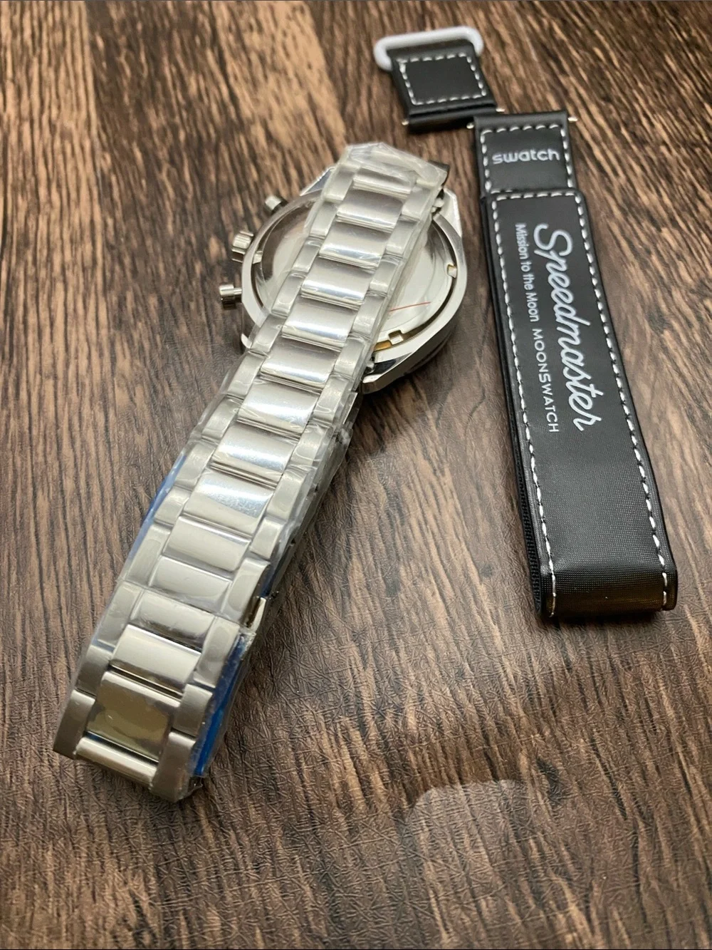 Omega x Swatch Speedmaster MoonSwatch Silver stainless steel  modded Chronograph